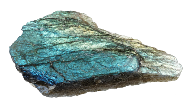 specimen of natural raw labradorite rock cutout