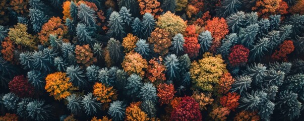 Forest Top View in autumn or fall