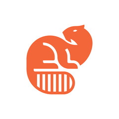 Simple and clear beaver illustration logo template