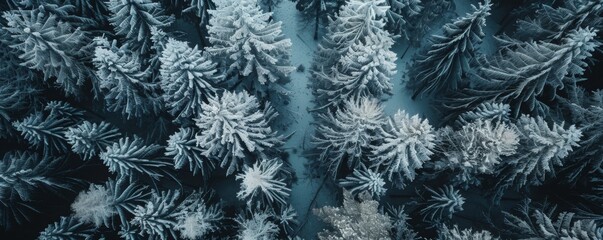 Forest Top View in  winter