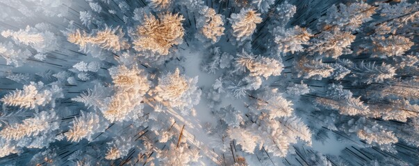 Forest Top View in  winter