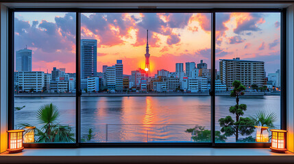 Sunset View from Urban Window