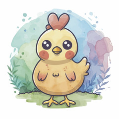 Vector drawing of cute chicken.