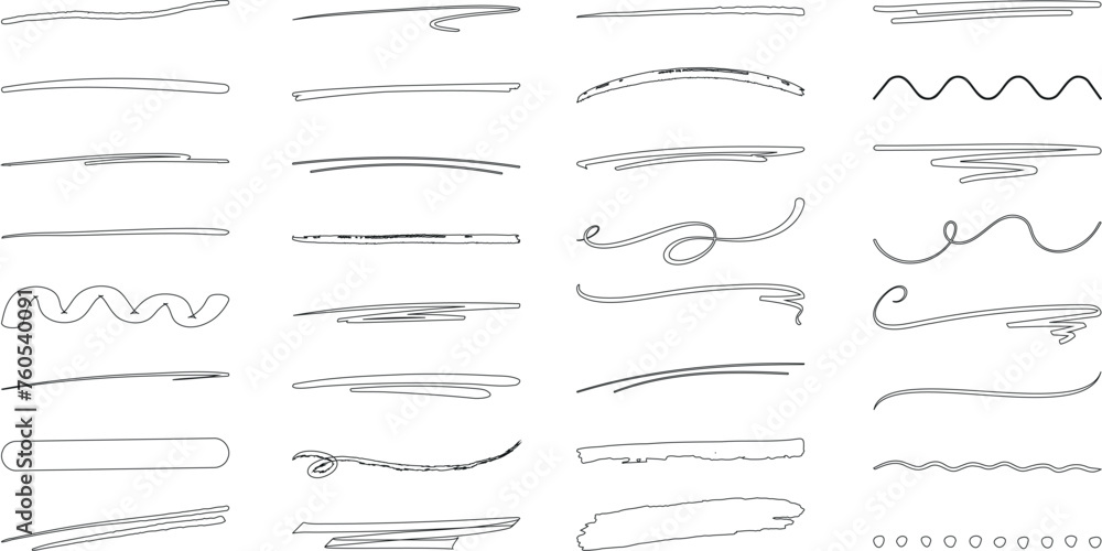 Wall mural underline vector set, diverse styles of underlines, editable strokes. perfect for web design, graphi