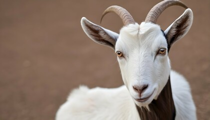 A Goat With Ears Perked Forward Listening Intentl