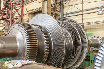 Steam turbine rotor in a factory workshop. © Елена Бионышева-Абра
