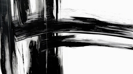 Poster, abstract brush painting art in black and white.