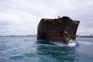 Mara Hope, old shipwreck 37 years old on the Atlantic coast near Fortaleza, originally built at a...