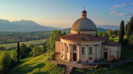 Fototapeta na wymiar Sanctuary of Vicoforte, Cuneo (Italy). The sanctuary has the largest elliptical dome in the world