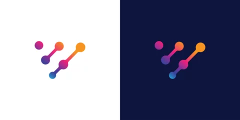 Fotobehang tech v Letter Logo icon, network tech ai logo design vector template © Ubaid