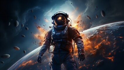 Astronaut Wearing Advanced Space Suit: Future of Space Exploration

 - obrazy, fototapety, plakaty