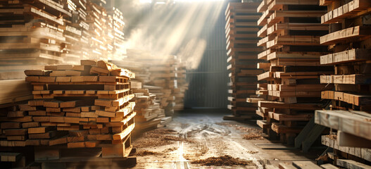 wood storage warehouse. lumber keeping, lumber holding yard. 

