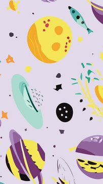 A seamless pattern of planets, stars, and rockets. Loop Background Animation