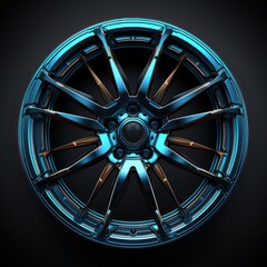 Obraz premium A blue wheel with a black rim