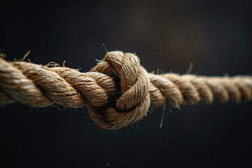 close-up of a old rope isolated dark background - obrazy, fototapety, plakaty
