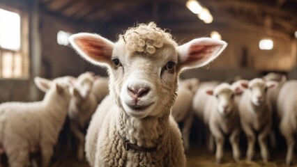 sheep in a farm - obrazy, fototapety, plakaty