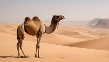 A Camel Standing Tall Amidst A Vast Desert Landsca