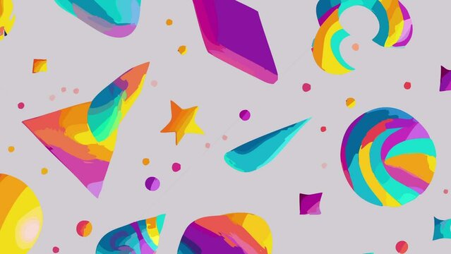 Colorful geometric shapes. Loop Background Animation