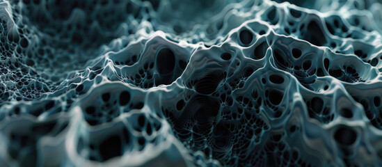 Intricate blue organic microstructure close-up