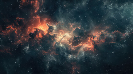 Fiery orange and cold space clouds collide