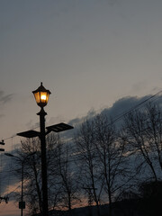 street lamp at sunset