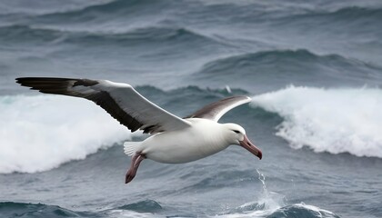 An Albatross With Its Wings Folded Back Diving To
