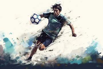 isolated a soccer player running with the ball in tournament illustration. High quality photo - obrazy, fototapety, plakaty