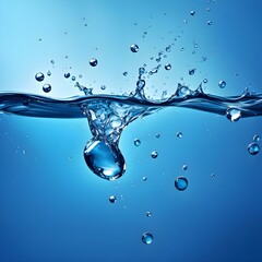Splash Of Water With Blue Background