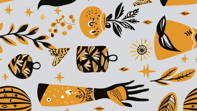 Floral pattern design. Loop Background Animation