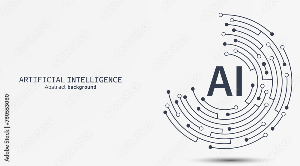 Aufkleber Artificial intelligence abstract background futuristic Hitech style, Technology concept design, Machine learning and generate by chip, Vector illustration for banner and web template.