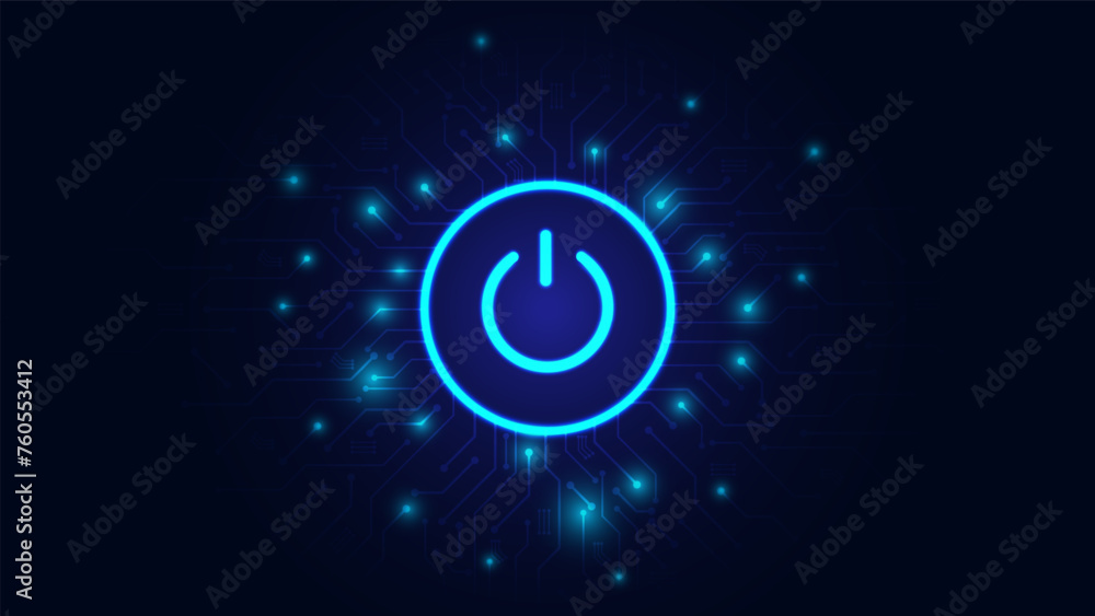 Aufkleber Futuristic power button security cyber connection technology. Cyber security concept abstract background futuristic Hi tech style. Information privacy idea. Vector and Illustration.