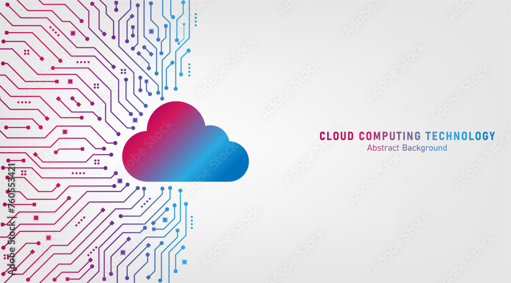 Aufkleber Cloud Computing technology Internet and cyber technology concept. Abstract cloud connection technology on a blue color background. Cloud Computing network with internet icons. Vector and Illustration.