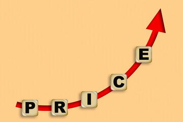 Price word with up arrow for business concept