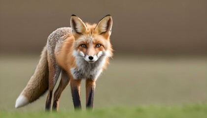A Fox With Its Ears Perked Forward Alert - obrazy, fototapety, plakaty