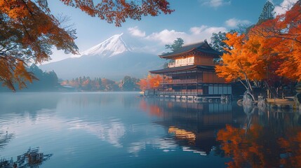 Colorful autumn Season and Mountain Fuji 