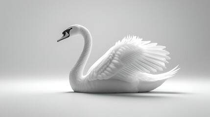White swan isolated on white background. generative ai