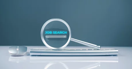 Deurstickers job search registration human HR research recruitment search resume form on computer networking career hiring job select typing for browsing analysing skill career find recruiting resume startup work © Apichat