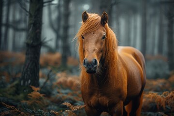 Island horses in the woods