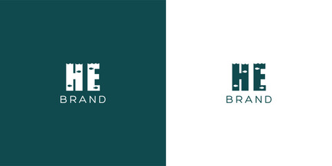 HE Letters vector logo design - obrazy, fototapety, plakaty