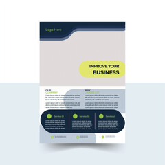 Obraz premium Corporate business simple flyer vector template with image. Vector design / modern layout / corporate banners / leaflets / business poster in A4. Business poster template design.