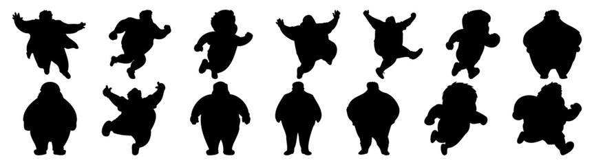 Fat people silhouette set vector design big pack of illustration and icon