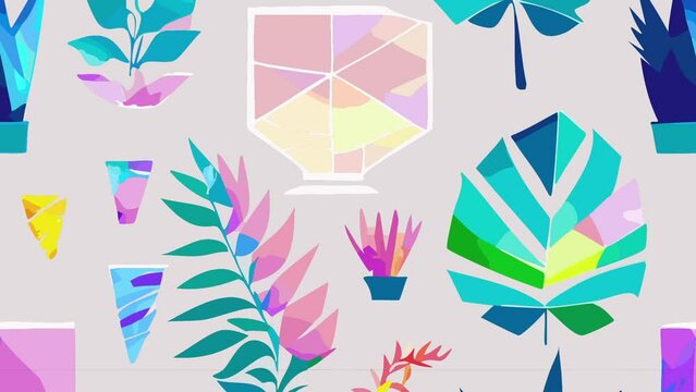 Vector graphics of colorful leaves. Loop Background Animation