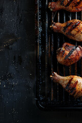 Top view of grilled chicken for food background with copy space for text. Generative AI.