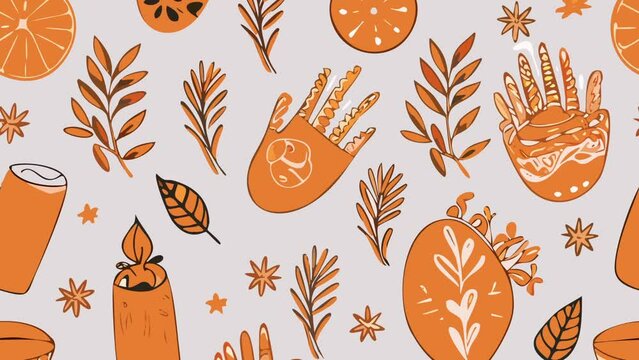 Vector graphics of seamless orange pattern. Loop Background Animation