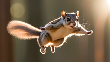 A Flying Squirrel With Its Fur Glistening In The S - obrazy, fototapety, plakaty