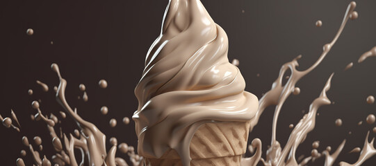 splash of vanilla chocolate cone ice cream 62 - obrazy, fototapety, plakaty