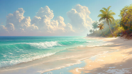 beach with palm trees