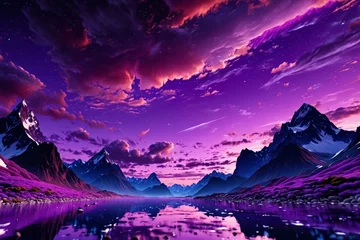 Schilderijen op glas Abstract purple landscape © serj