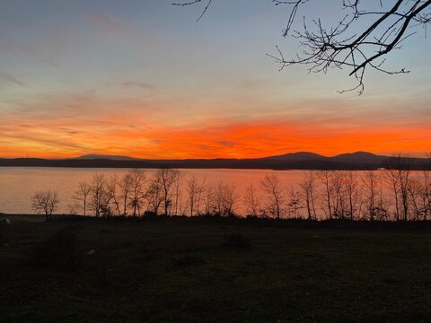 sunset over lake