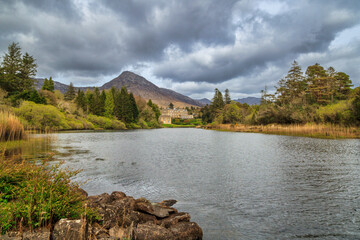 Ballynahinch castle in Connemara mountains, Ireland